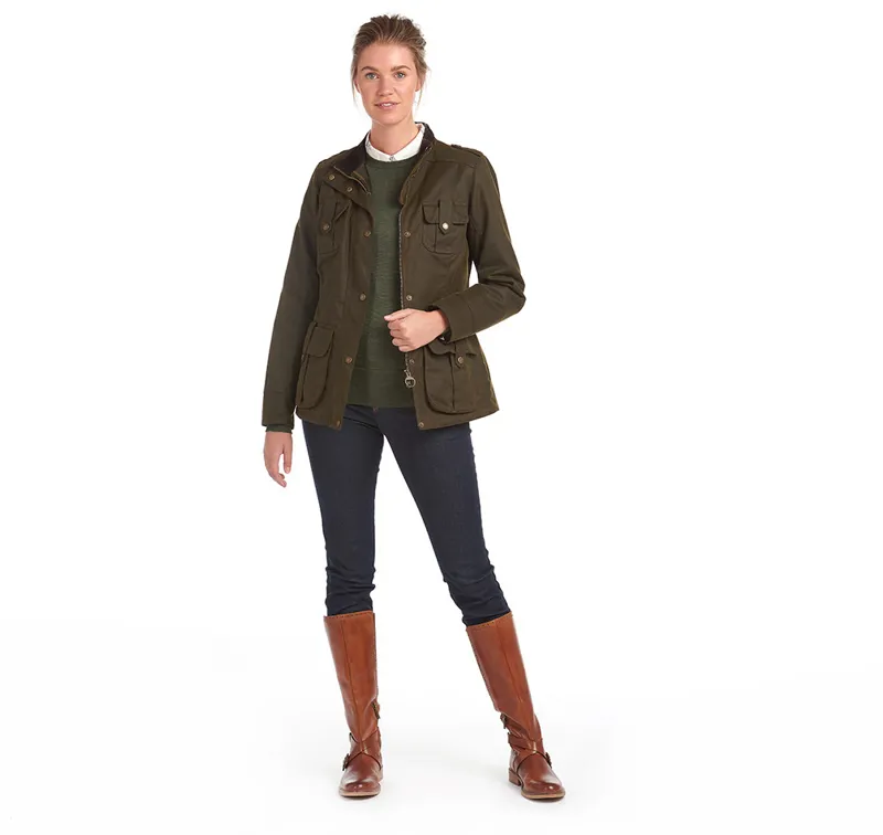 Barbour Winter Defence Wax Jacket Olive/Classic-2